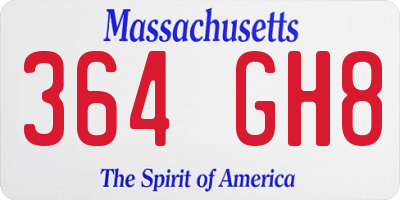 MA license plate 364GH8