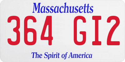 MA license plate 364GI2