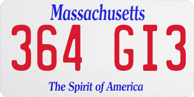 MA license plate 364GI3