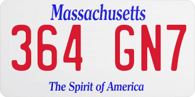 MA license plate 364GN7