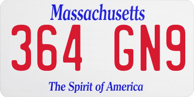 MA license plate 364GN9