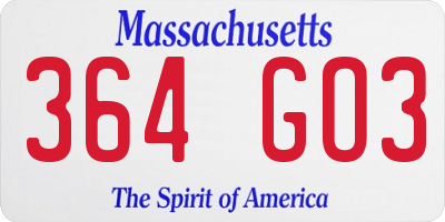 MA license plate 364GO3