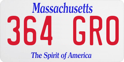 MA license plate 364GR0