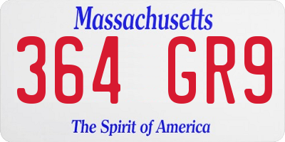 MA license plate 364GR9