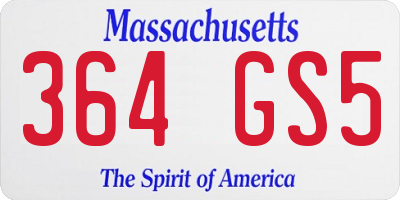 MA license plate 364GS5
