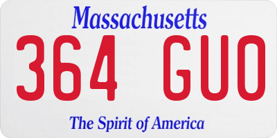 MA license plate 364GU0