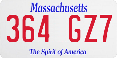 MA license plate 364GZ7