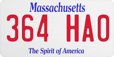 MA license plate 364HA0