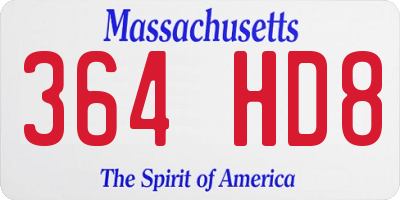 MA license plate 364HD8