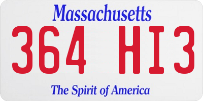 MA license plate 364HI3