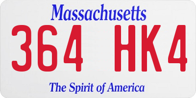 MA license plate 364HK4