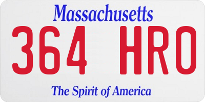 MA license plate 364HR0