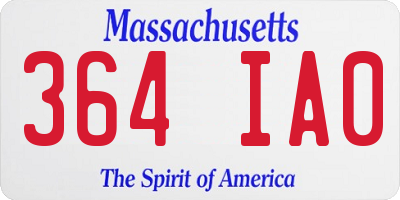 MA license plate 364IA0