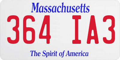 MA license plate 364IA3