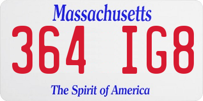 MA license plate 364IG8