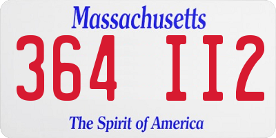 MA license plate 364II2