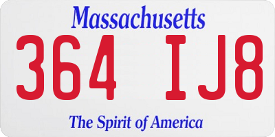 MA license plate 364IJ8