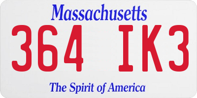 MA license plate 364IK3