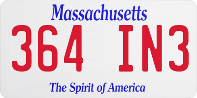MA license plate 364IN3