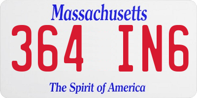 MA license plate 364IN6
