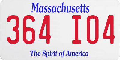 MA license plate 364IO4
