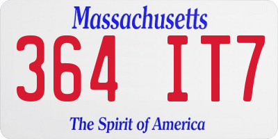 MA license plate 364IT7