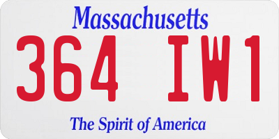 MA license plate 364IW1