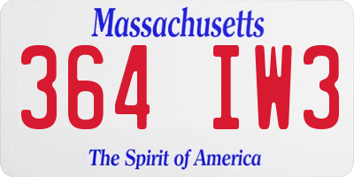 MA license plate 364IW3