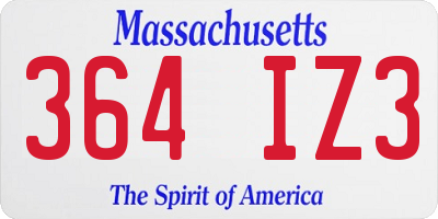MA license plate 364IZ3