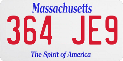 MA license plate 364JE9