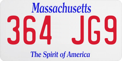MA license plate 364JG9