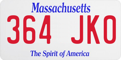 MA license plate 364JK0