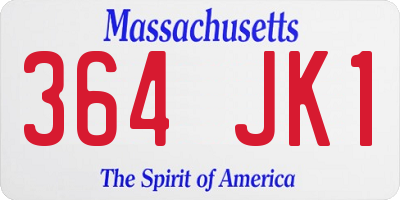 MA license plate 364JK1