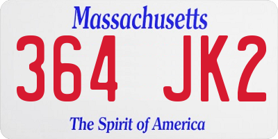 MA license plate 364JK2