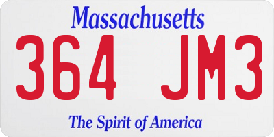 MA license plate 364JM3