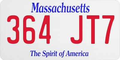 MA license plate 364JT7