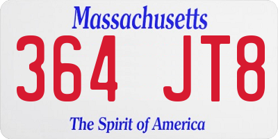 MA license plate 364JT8