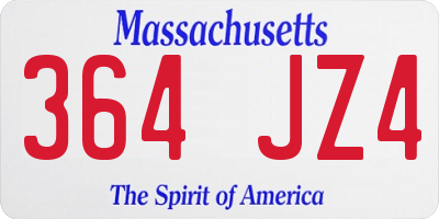 MA license plate 364JZ4