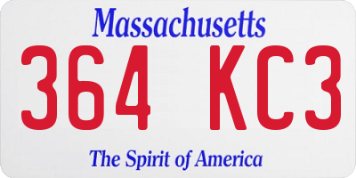 MA license plate 364KC3
