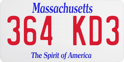 MA license plate 364KD3