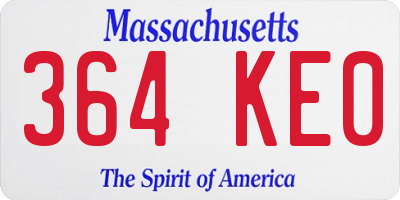 MA license plate 364KE0