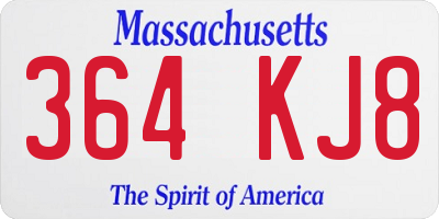 MA license plate 364KJ8