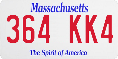 MA license plate 364KK4