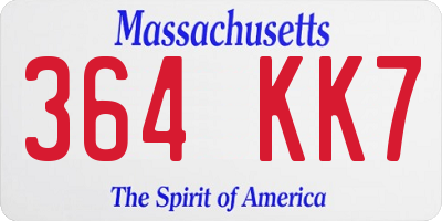 MA license plate 364KK7