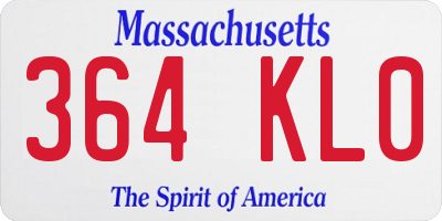 MA license plate 364KL0