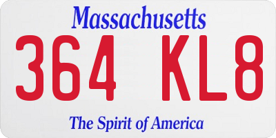 MA license plate 364KL8