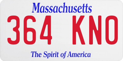 MA license plate 364KN0
