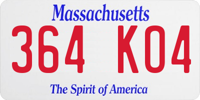 MA license plate 364KO4