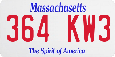 MA license plate 364KW3