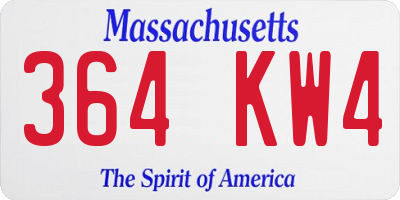 MA license plate 364KW4